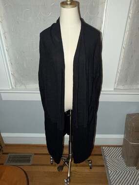 Zero Maria Cornejo Black Cotton Cashmere Draped Cardigan Size L